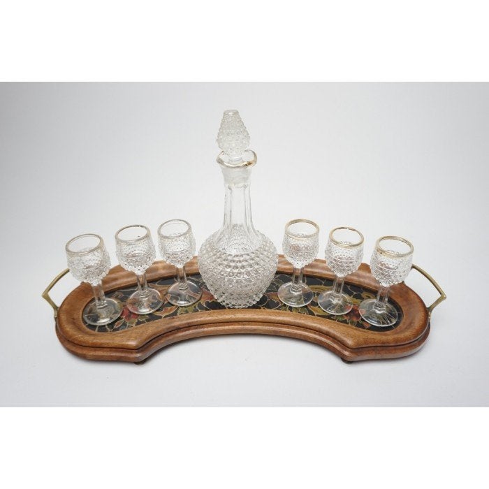 # Beschilderd dienblaadje met borrel servies, Ophalen of Verzenden