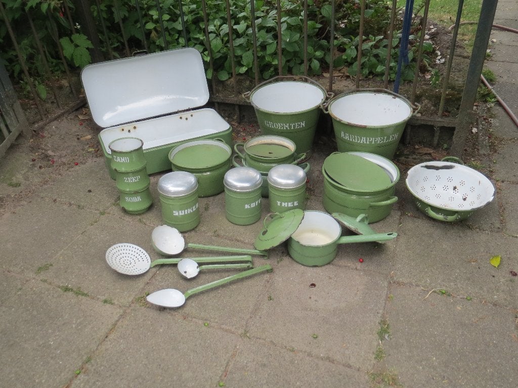 oude groene keukenset, Ophalen