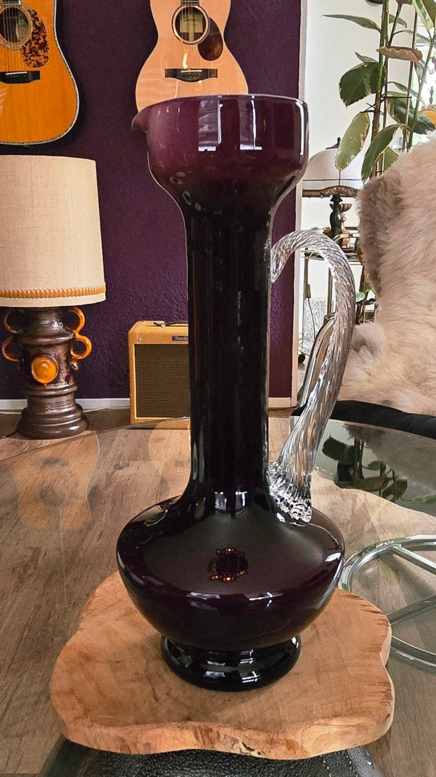 Prachtige Empoli Italië kan / karaf 32 cm – Amethist glas –, Ophalen of Verzenden
