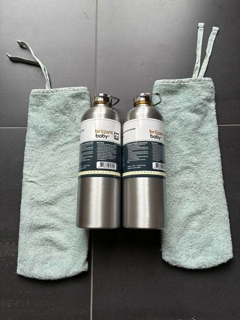 2x nieuwe Briljant Baby aluminium kruiken mét 2 kruikzakken, Ophalen, Nieuw
