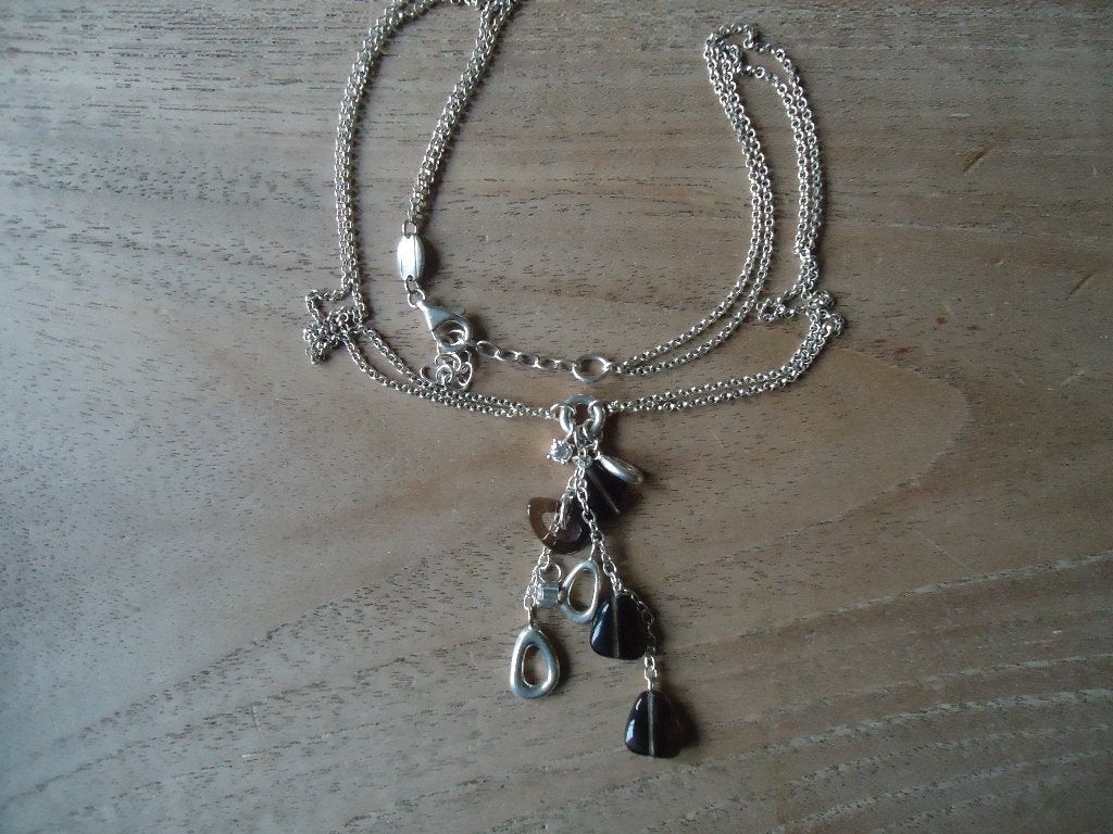 mooie echt zilveren ketting fossil met hanger 925 nieuwstaat, Ophalen of Verzenden, Zo goed als nieuw, Verstelbaar, Zilver