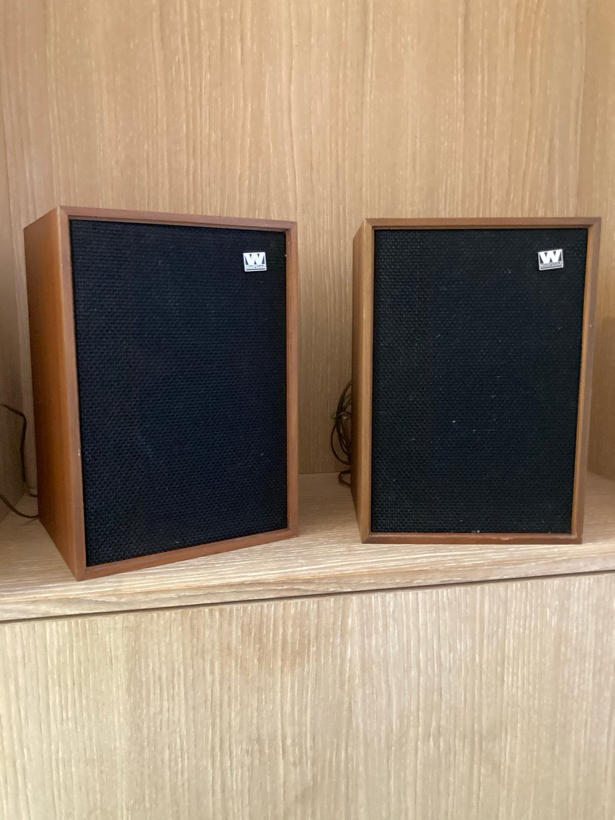 Vintage Wharfedale Denton 2 Boekenplank Luidsprekers, Gebruikt, Inclusief kabels, Wharfedale, Ophalen of Verzenden