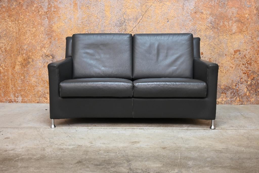 ZGAN grijze leren Leolux Paian design bank zit verstelbaar, Leolux, Leolux, Tweepersoons, 75 tot 100 cm