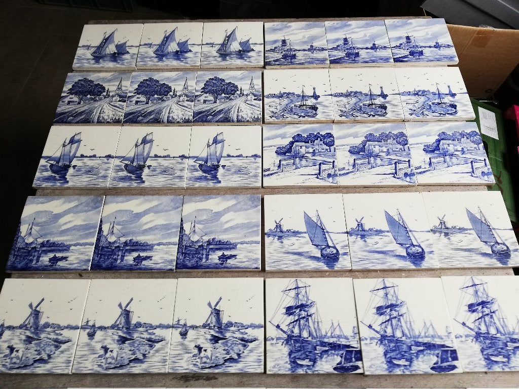 3x10 verschillende decors (totaal 128) plus cremewit effen, Ophalen