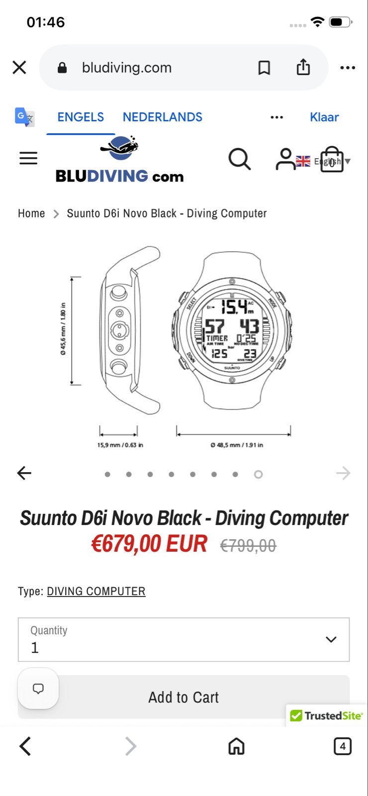 Foto 5 van Suunto D6i Novo Black Duikcomputer - Topconditie