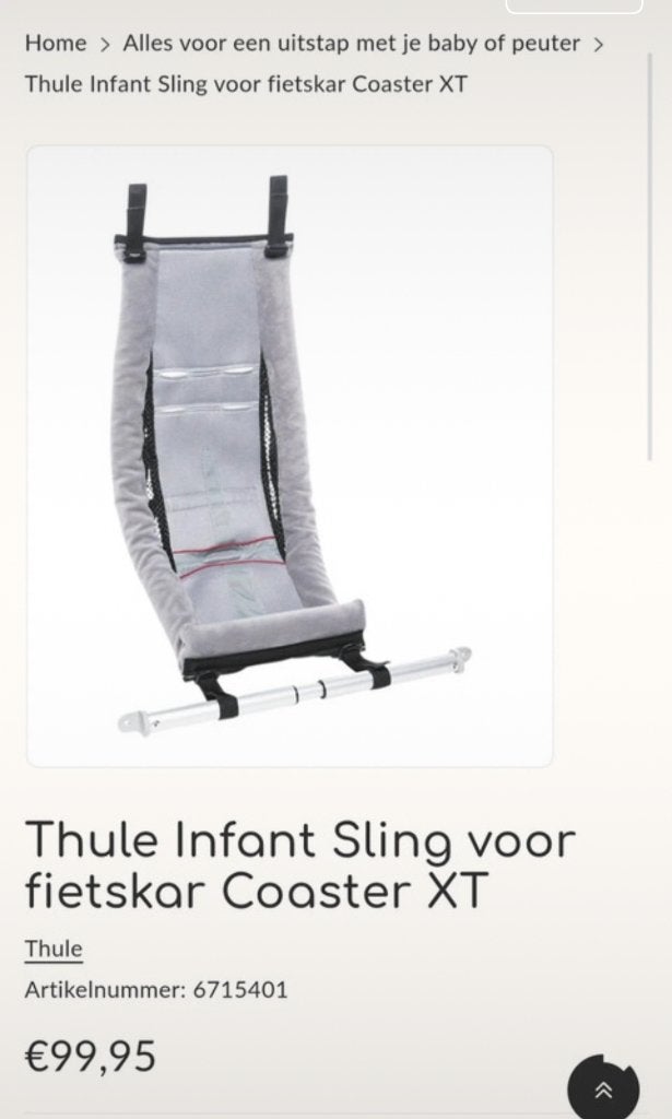 Thule chariot infant sling, Fietsen en Brommers, Fietsaccessoires | Aanhangers en Karren, Minder dan 20 kg, Ophalen of Verzenden