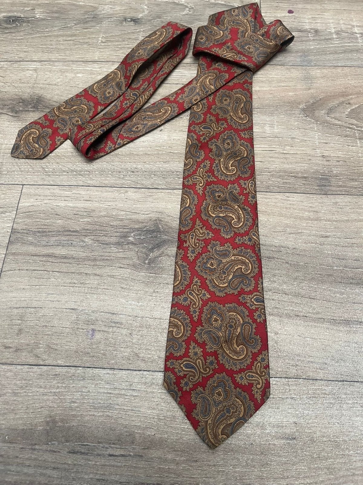 Luxe zijden stropdas van Scapa of Scotland - Paisley patroon, Verzenden, Zo goed als nieuw, Rood, Met patroon