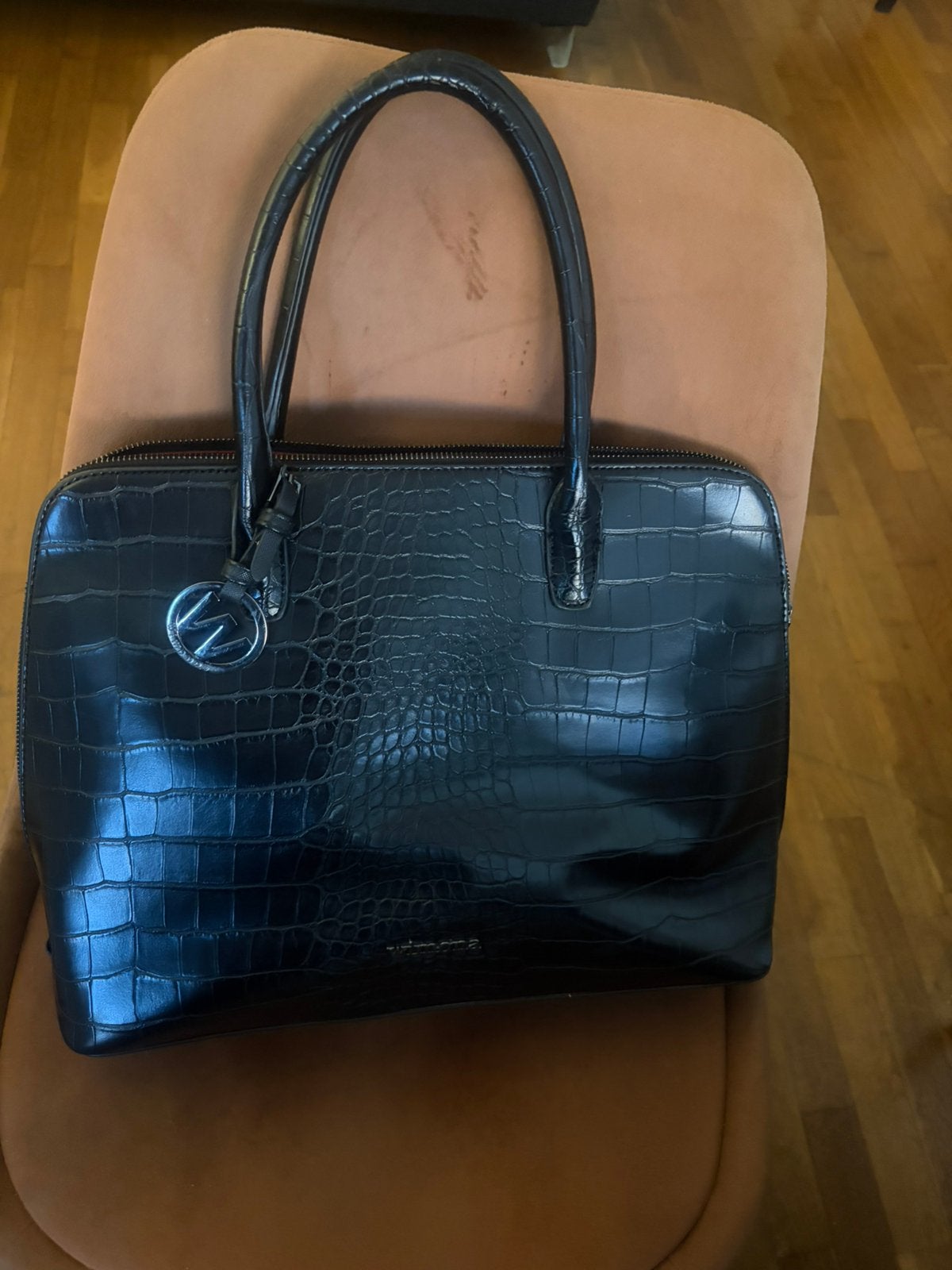 Grote zwarte exhte leren tas, Ophalen of Verzenden, Zo goed als nieuw, Zwart, Handtas