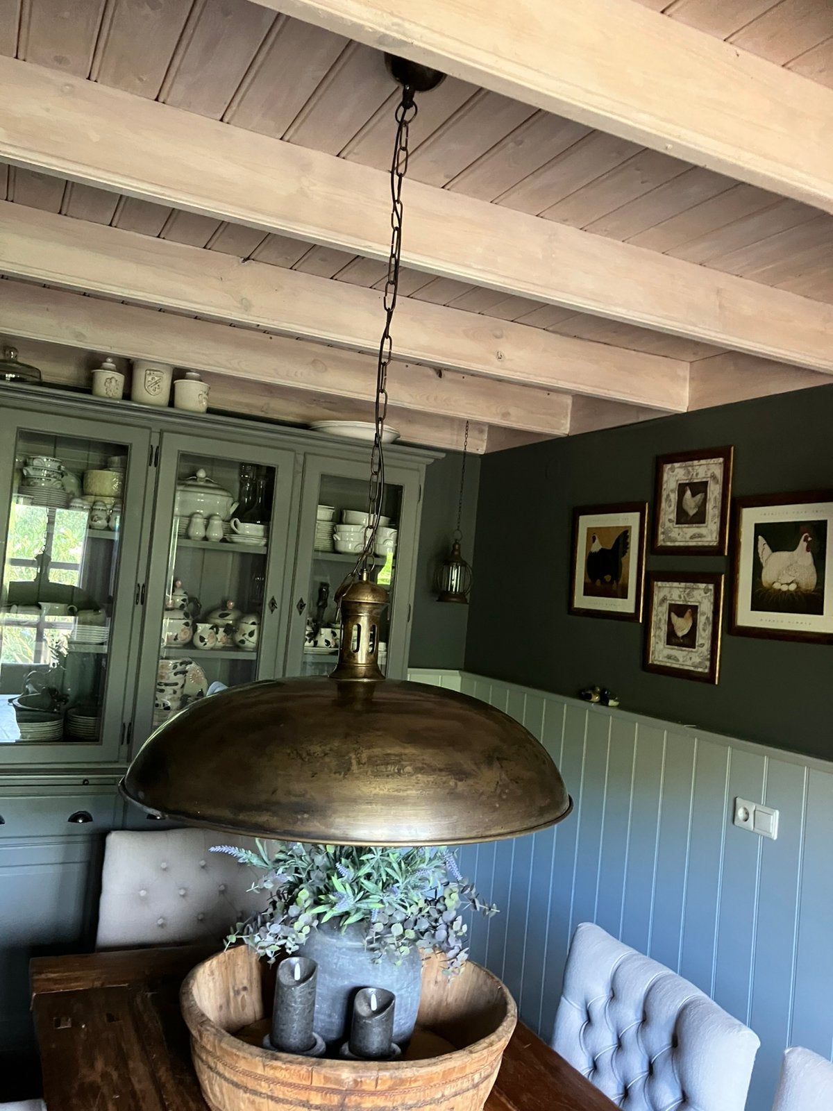 Landelijke koperen lamp, Huis en Inrichting, Ophalen, Zo goed als nieuw, Landelijk stoer, E27 (groot)