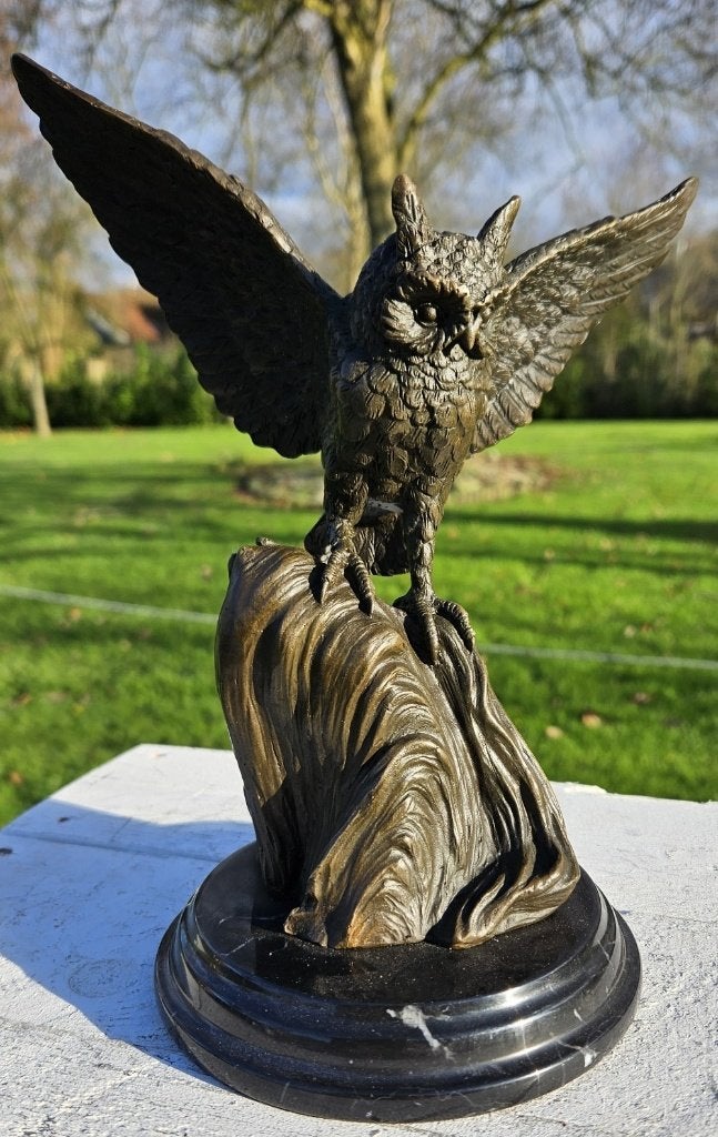 RANSUIL  / VOGEL / BRONZEN BEELD OP MARMEREN VOET, Ophalen of Verzenden, Nieuw, Vogel, Beeldje of Figuurtje