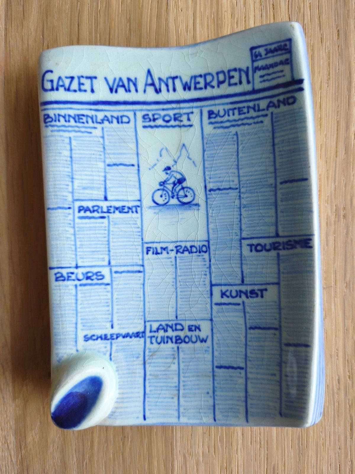 Vintage Delfts Holland Asbak 'Gazet van Antwerpen', Ophalen of Verzenden