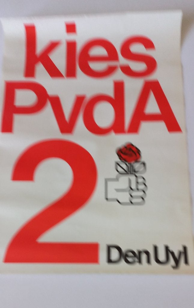 Poster PvdA, Rechthoekig Staand, Ophalen of Verzenden, Zo goed als nieuw, A1 t/m A3