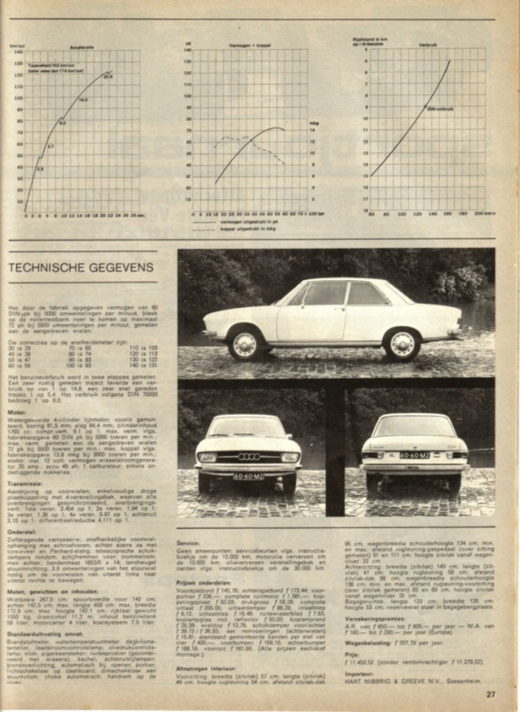 Autovisie test Audi 100 L 1970, Ophalen of Verzenden, Gelezen, Audi