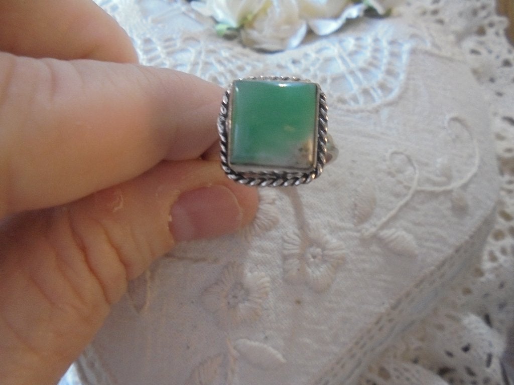 Mooie ring zilver 925 Jade steen, Sieraden, Tassen en Uiterlijk, Ringen, Ophalen of Verzenden, Zo goed als nieuw, 17 tot 18, Met edelsteen