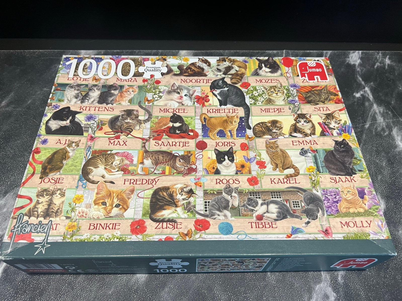 Jumbo puzzel 1000 stukjes Francien Cat Anniversary, Ophalen of Verzenden, 500 t/m 1500 stukjes, Zo goed als nieuw