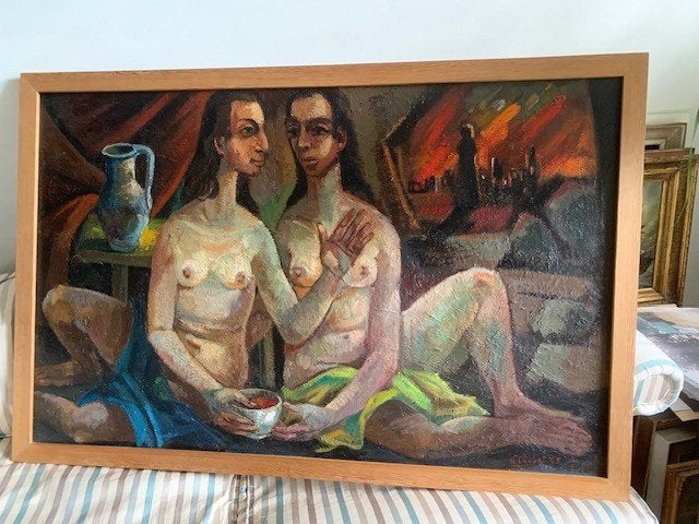 GROOT) - Dochters van Lot  - Willem Chabot 1907-1977, Antiek en Kunst, Kunst | Schilderijen | Klassiek, Ophalen, Doek, Portret of Personen