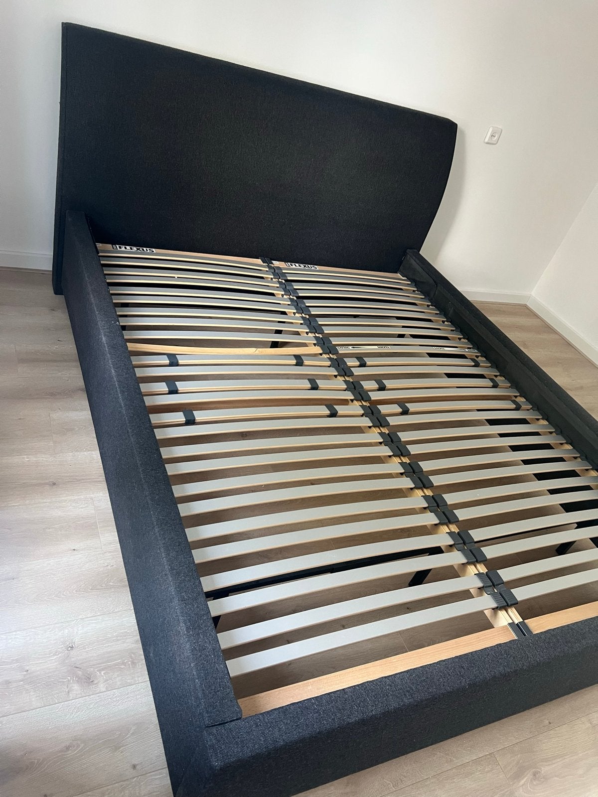 Tweepersoonsbed met lattenbodem - Donkergrijs, Ophalen, Tweepersoons, 200 cm, 160 cm