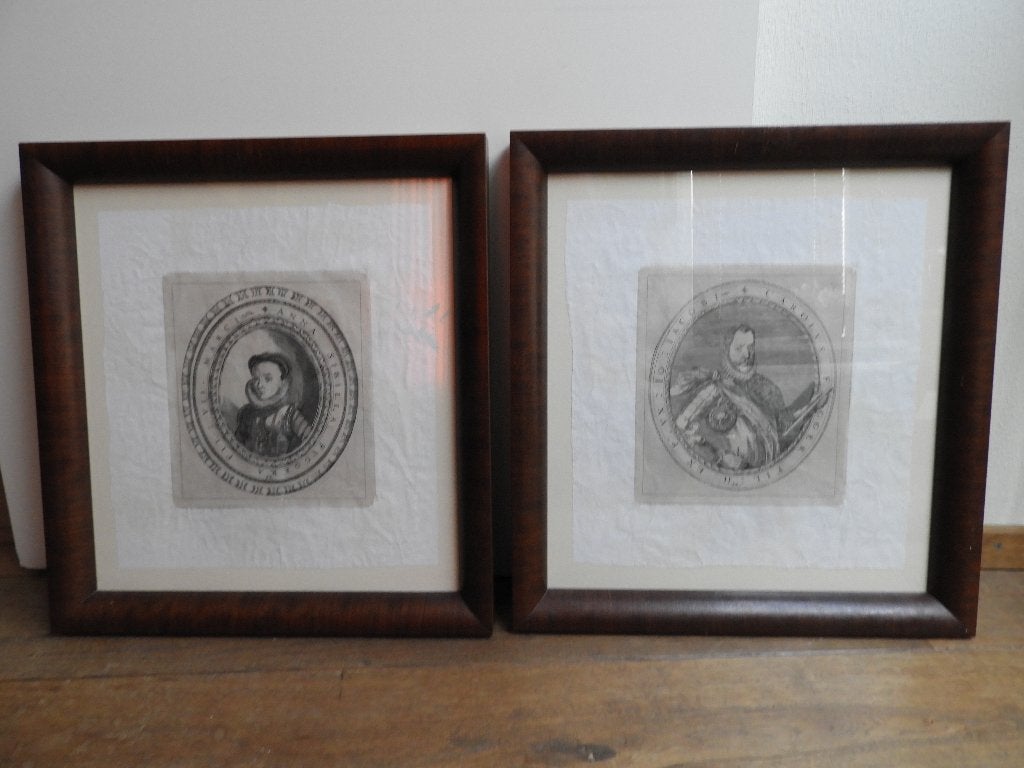 Twee gravures - Koopmansfamilie Fugger, Antiek en Kunst, Kunst | Etsen en Gravures, Ophalen, Portret, 1600 - 1699, 55 cm
