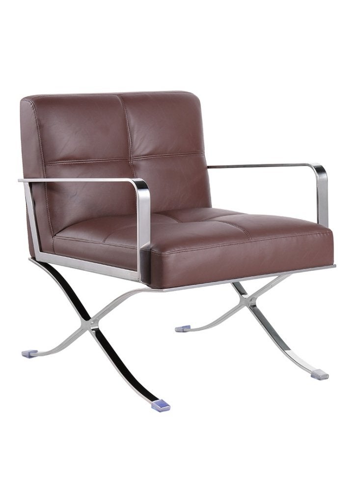 OHNO Furniture Berlin Lounge Stoel - Bruin, Niet ingevuld, Leer, Bruin, Niet ingevuld