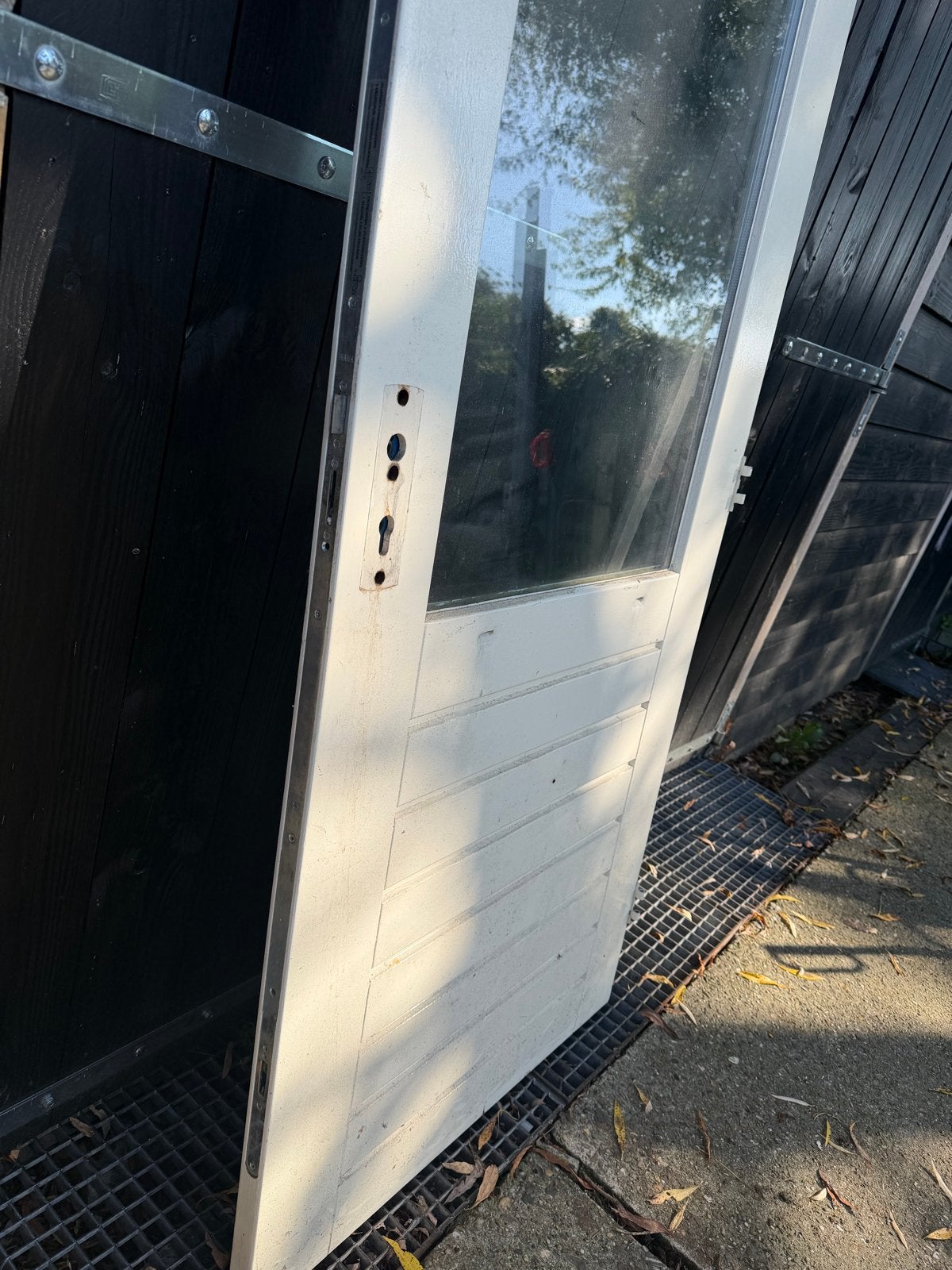 Hardhouten buitendeur met driepuntssluiting, Ophalen, 80 tot 100 cm, Buitendeur, 200 tot 215 cm