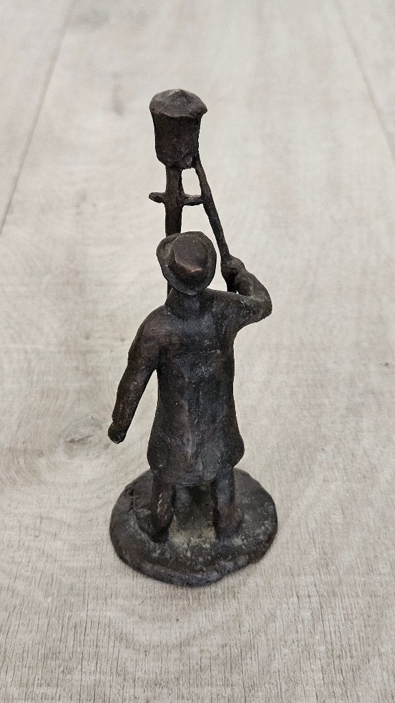 Bronzen beeld lantaarnopsteker 15,5 cm, Ophalen of Verzenden, Nieuw, Mens