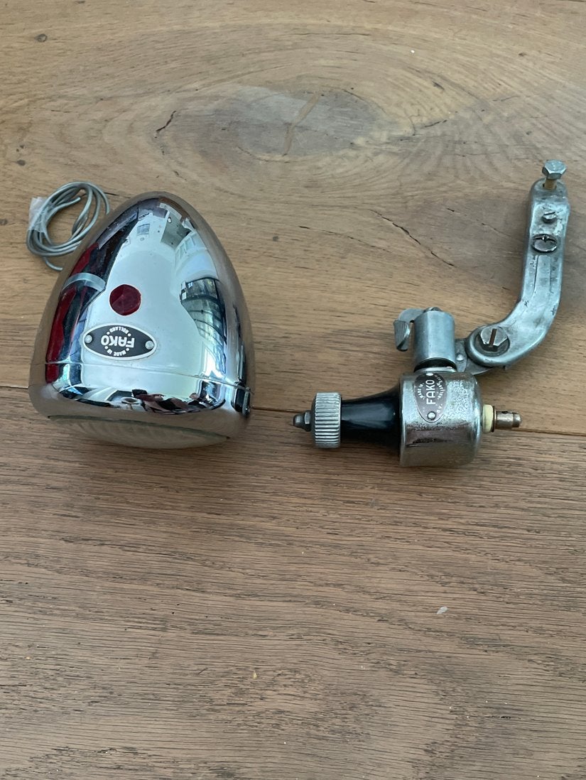 Vintage FAKO fietsverlichting set met dynamo, Ophalen of Verzenden, Gebruikt, Dynamo, Verlichtingsset