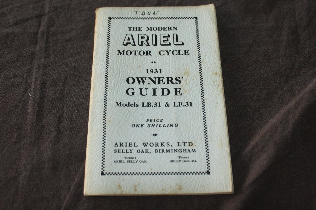 Ariel LB LF 1931 250cc  motorcycle owner's guide, Motoren, Handleidingen en Instructieboekjes, Ophalen of Verzenden, Overige merken