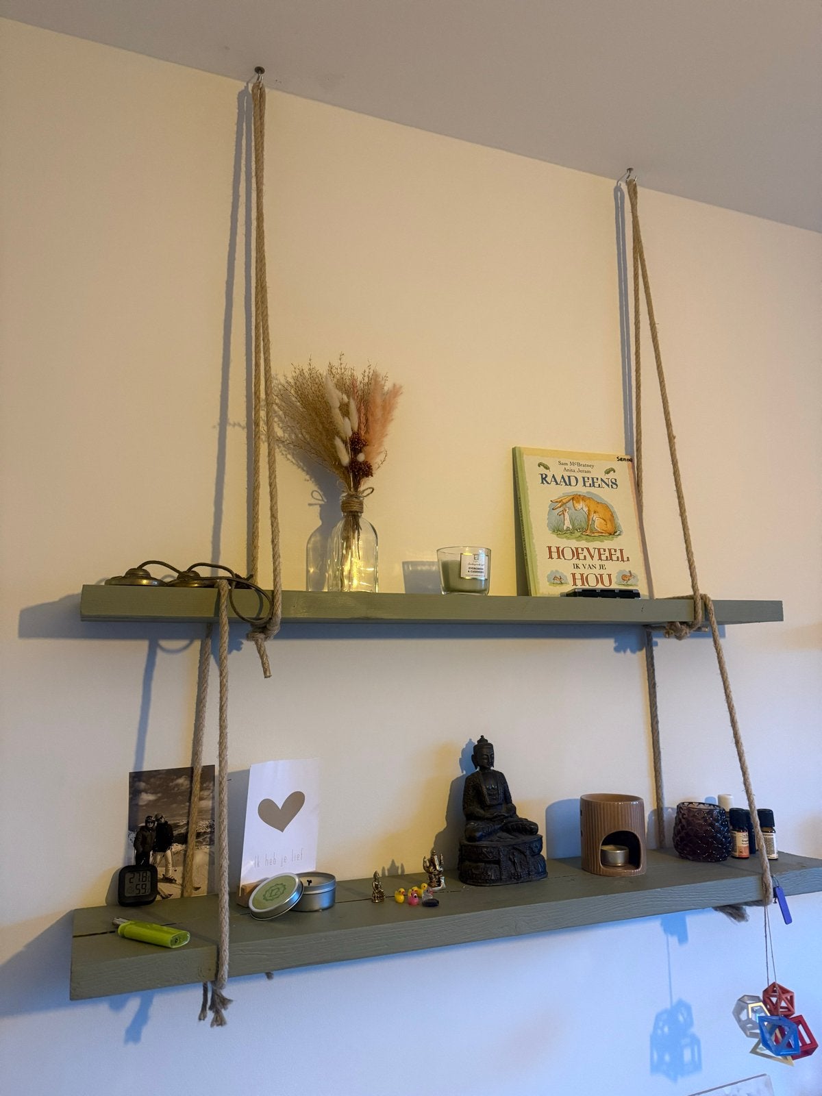 Zelfgemaakte hangplankjes van hout en touw, Ophalen, Zo goed als nieuw