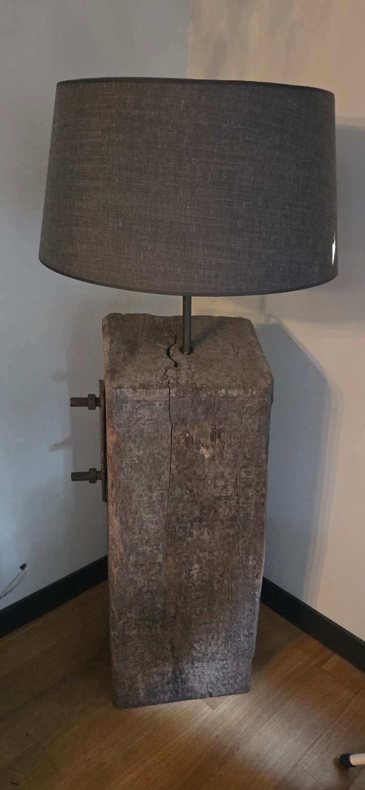 oude meerpaal met stoffen kap, Ophalen, Gebruikt, 100 tot 150 cm, E27 (groot)