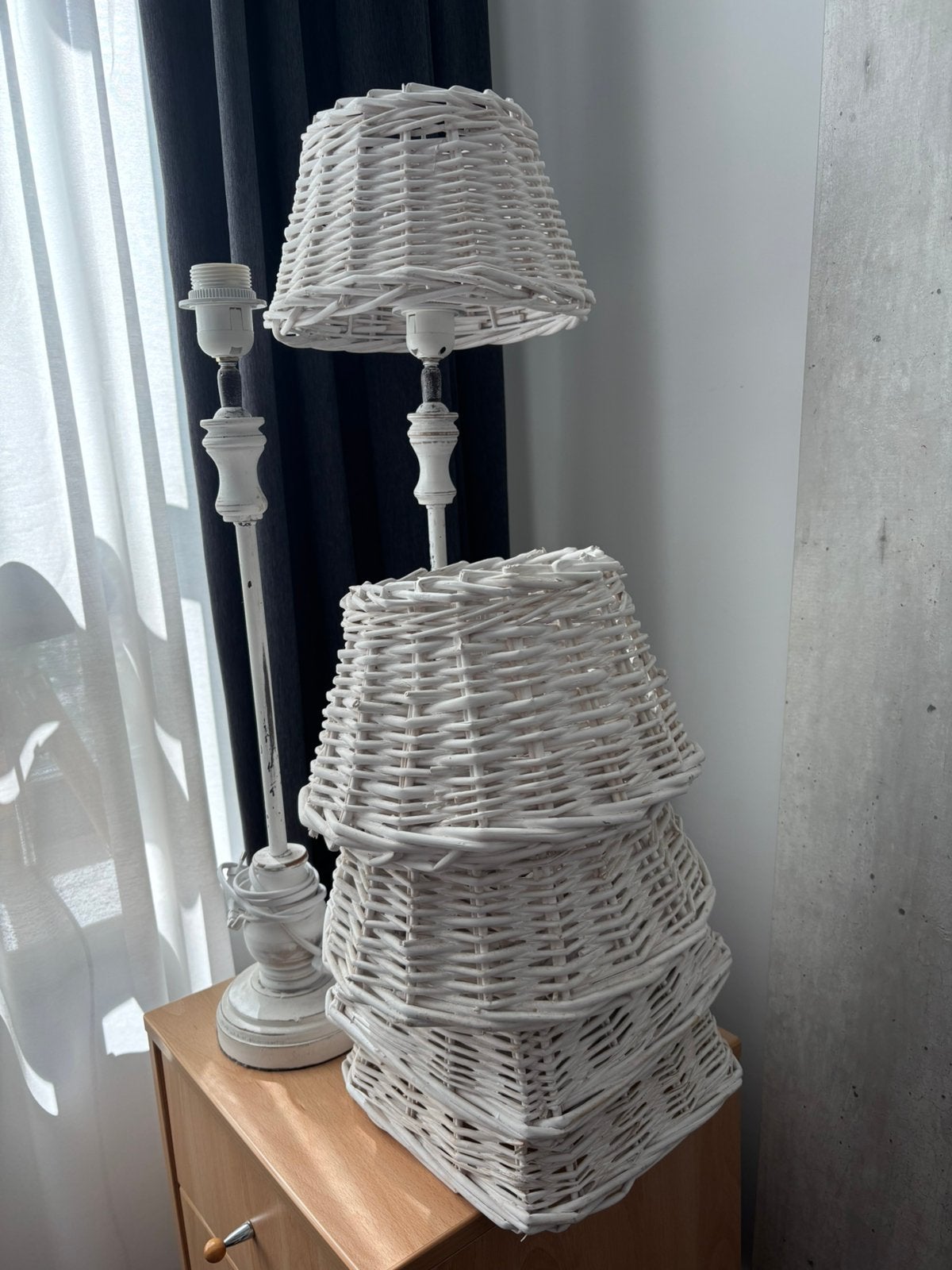 2 Southstyle brocante tafellampen, wit, gratis lampenkappen, Ophalen, Met schakelaar, Gebruikt, Overige merken