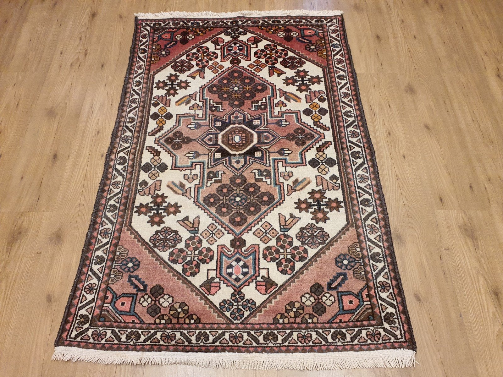 Vintage handgeknoopt perzisch tapijt hamadan 158x101, Tweedehands, 100 tot 150 cm, Perzisch, 150 tot 200 cm