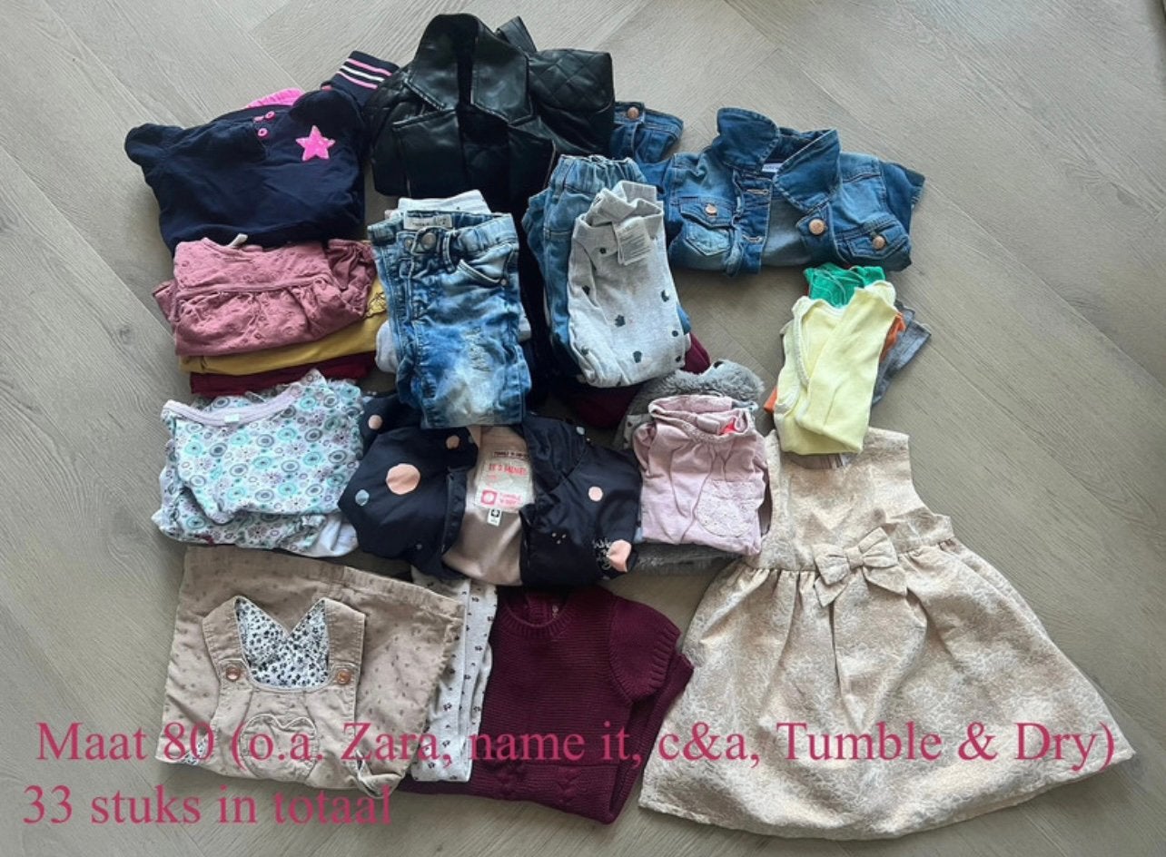 Meisjes kleding maat 80 - 33 stuks, Ophalen, Zo goed als nieuw, Maat 80