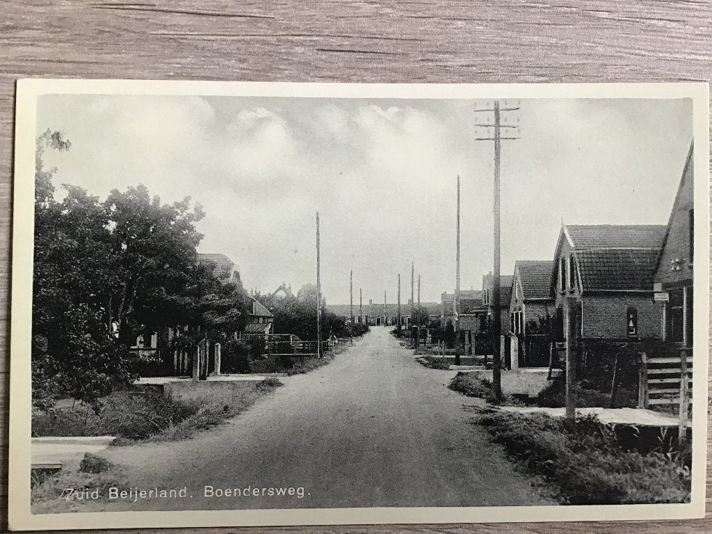 Zuid Beijerland - Boendersweg - Oude Ansichtkaart ca 1930, Verzamelen, Ophalen of Verzenden, 1920 tot 1940, Ongelopen, Zuid-Holland