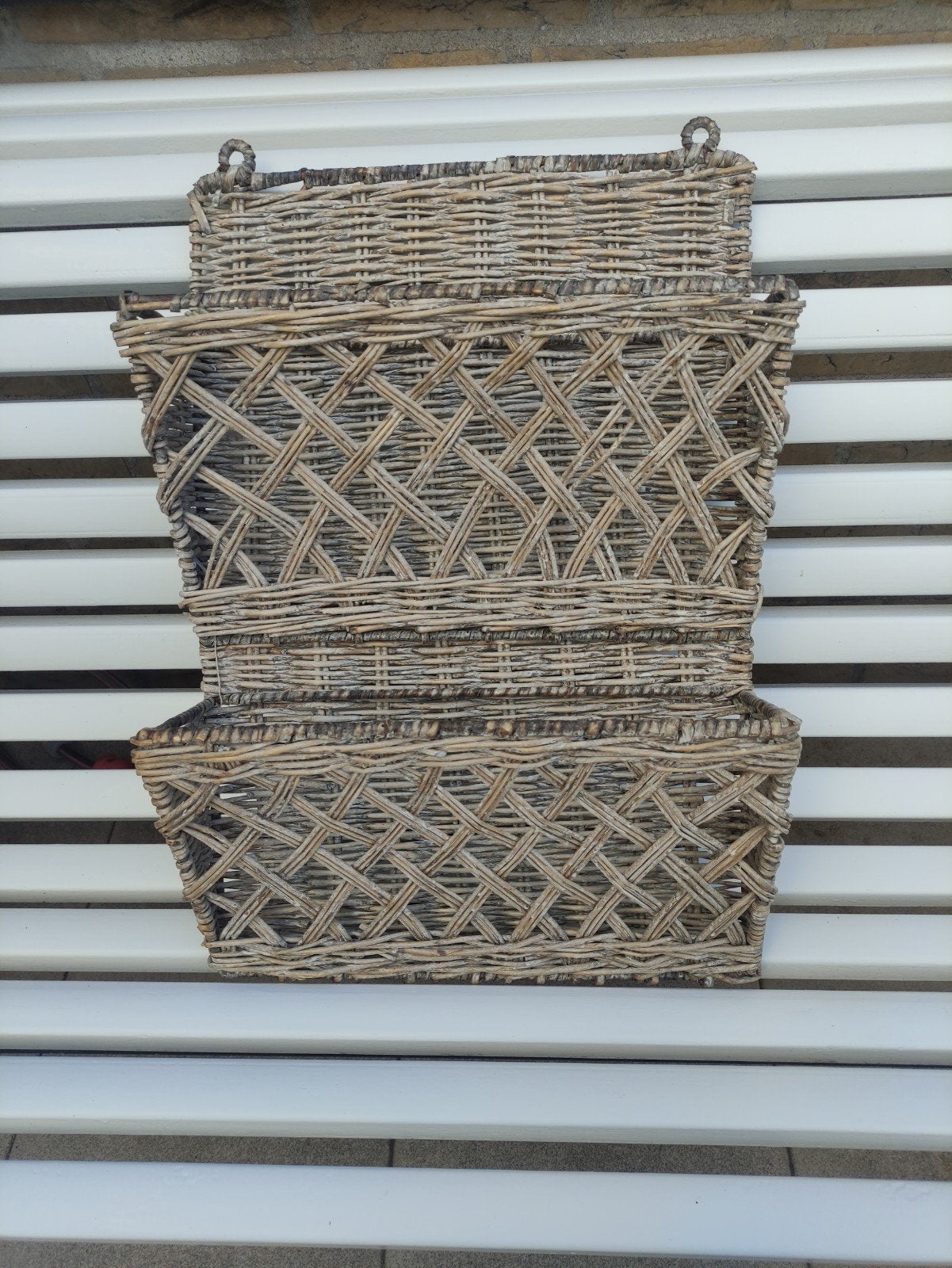 Wand lectuurmand van riet - Vintage en landelijk, Ophalen, Gebruikt, Wandmontage, Natuurlijk materiaal