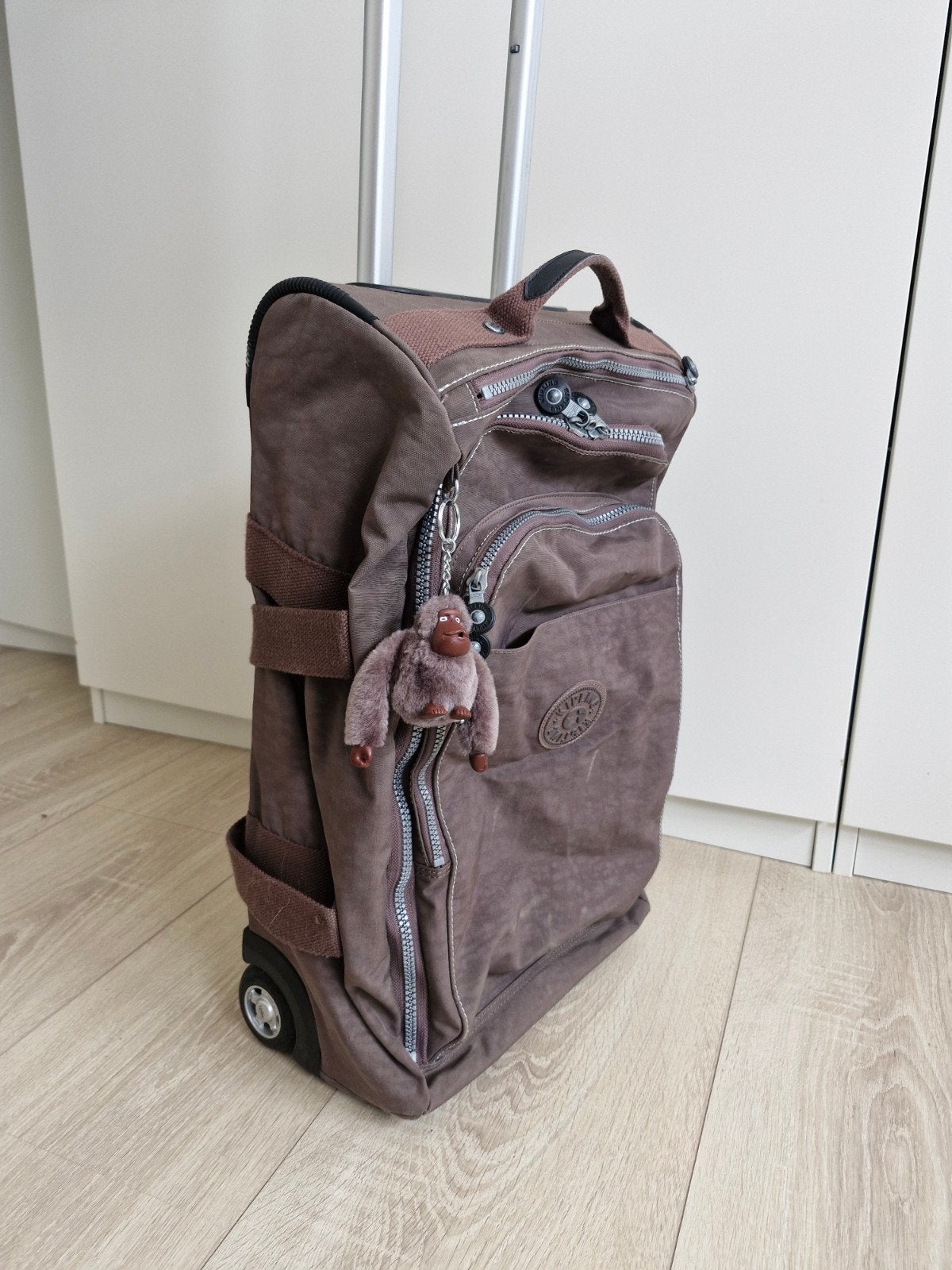 Kipling reiskoffer/trolley bruin met uitschuifbare handgreep, Ophalen, 40 tot 60 cm, Gebruikt, Bruin