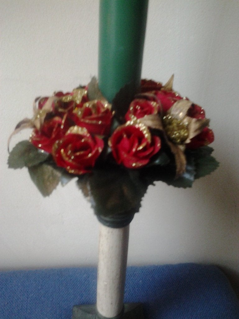 Kandelaar met krans, Meerkleurig, Nieuw, Ophalen of Verzenden, Metaal
