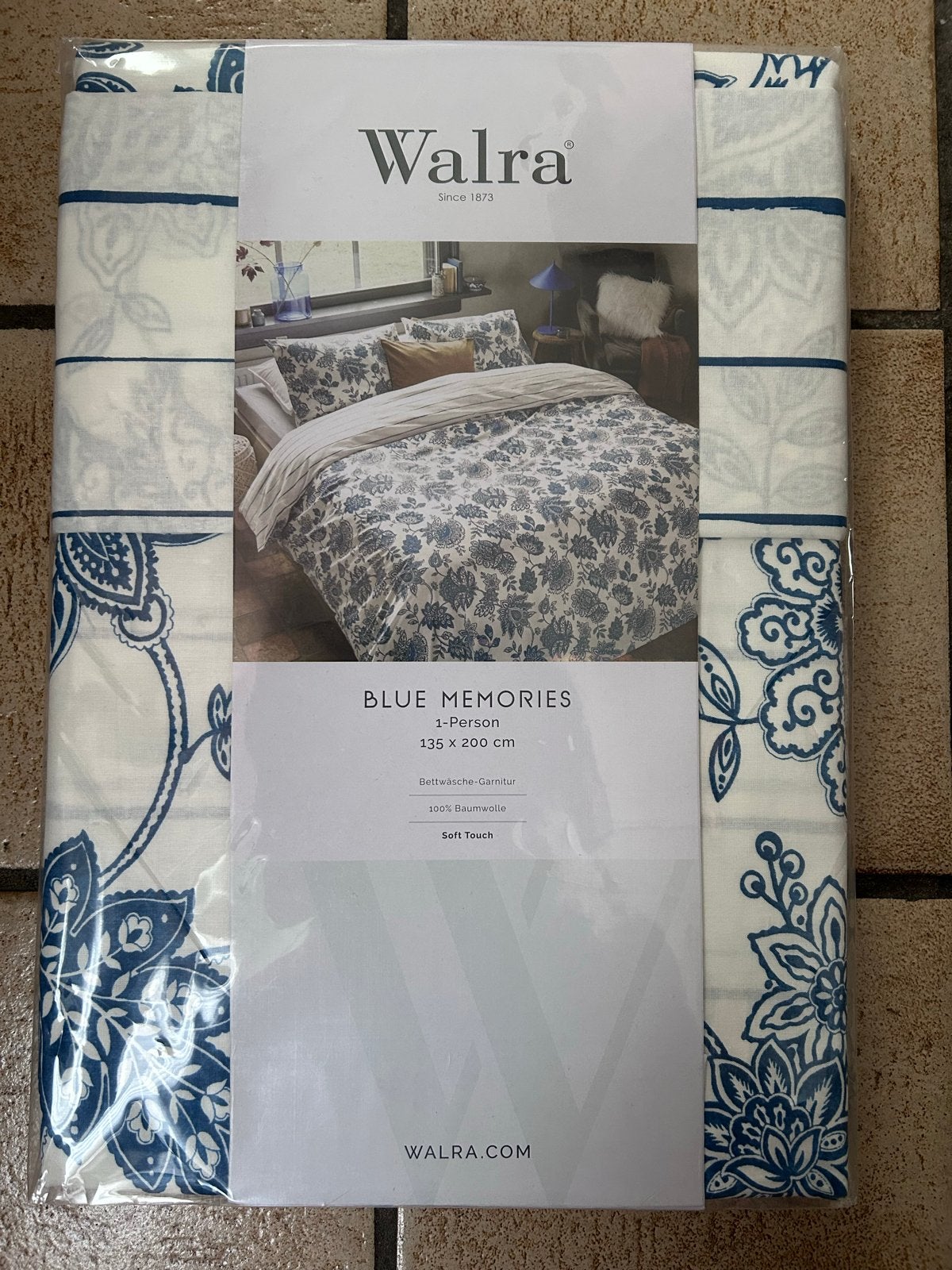 Walra Dekbedovertrek 1-persoons - Blue Memories, Huis en Inrichting, Eenpersoons, Wit, Dekbedovertrek, Katoen