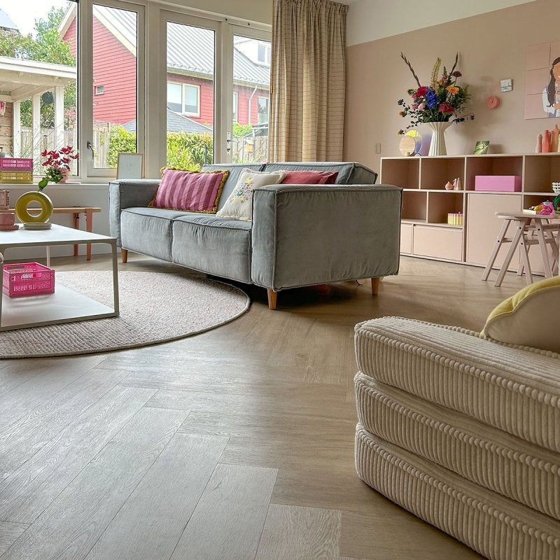 Crystal Visgraat PVC Rigid Click  Houtlook  5 mm  €34,95/m², Blauw, 75 m² of meer, Overige typen, Visgraat click pvc
