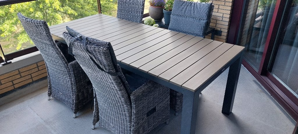 Wicker/polywood diner tuinset van Buitenhof, Tuin en Terras, Tuinsets en Loungesets, Ophalen, Gebruikt, Wicker