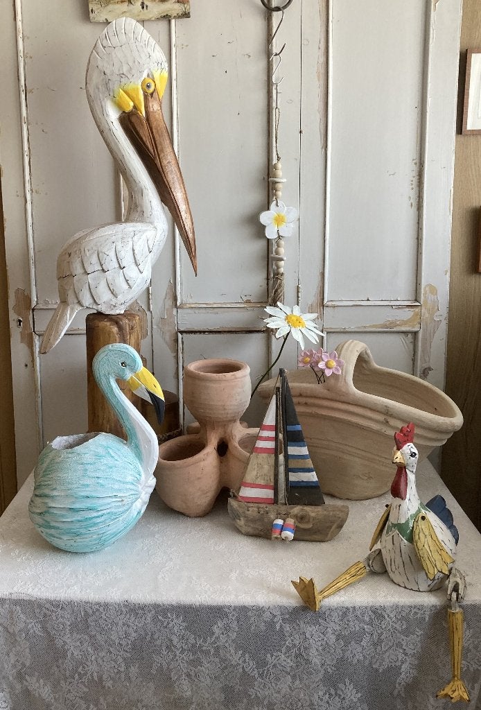 Fairtrade Flamingo (kokosnoot) - bloemen - plantenpot, Antiek en Kunst, Curiosa en Brocante, Ophalen of Verzenden