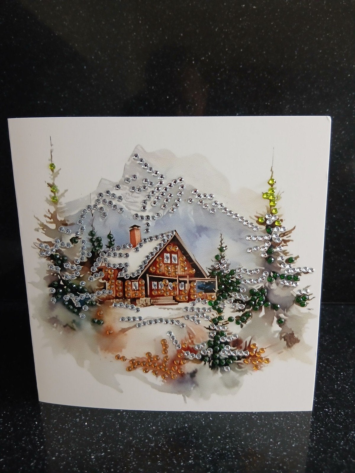 kerstkaart natuur huisje sneeuw diamond painting 230 = 1,00, Ophalen of Verzenden, Nieuw, Kerst