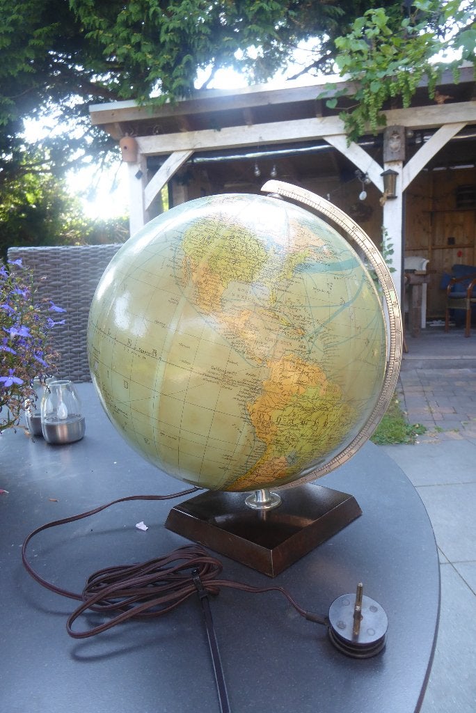 oude Columbus Aardglobe jaren 40 a 50  met verlichting, Ophalen of Verzenden