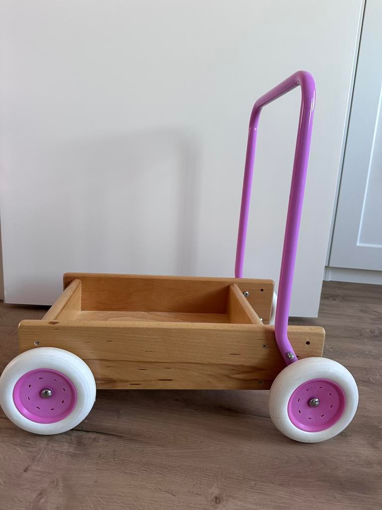Houten loopwagen roze, Ophalen, Zo goed als nieuw, Duw- of Trekspeelgoed