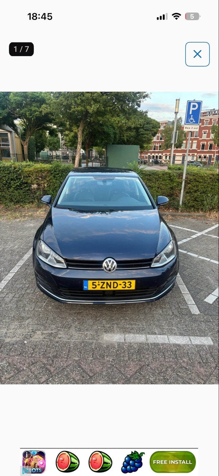 Volkswagen Golf 7 1.4 TSI 90KW 5D 2015 Blauw, Auto's, Voorwielaandrijving, 1147 kg, 4 cilinders, Blauw