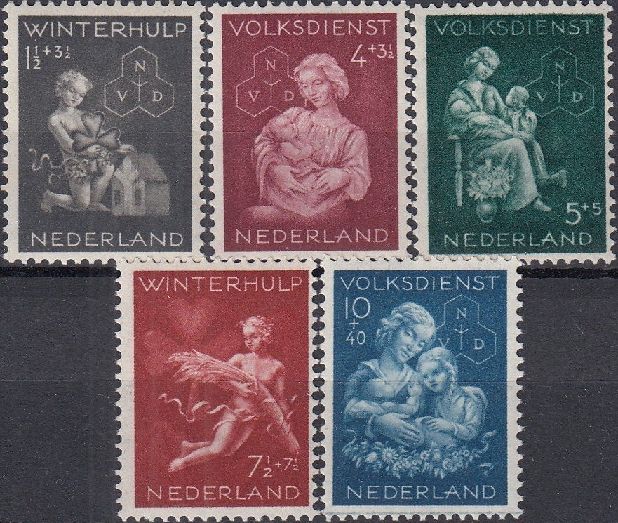 Nederland- 3.28.1- 1944 - Winterhulp- NVPH-423 t/m 427- P, Verzenden, Na 1940, Postfris