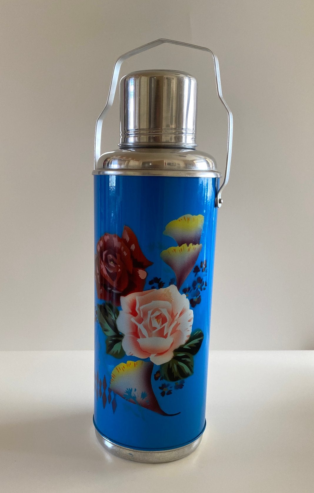 Chinese thermoskan, blauw met bloemen, Ophalen, Aziatisch, Thermoskan, Glas