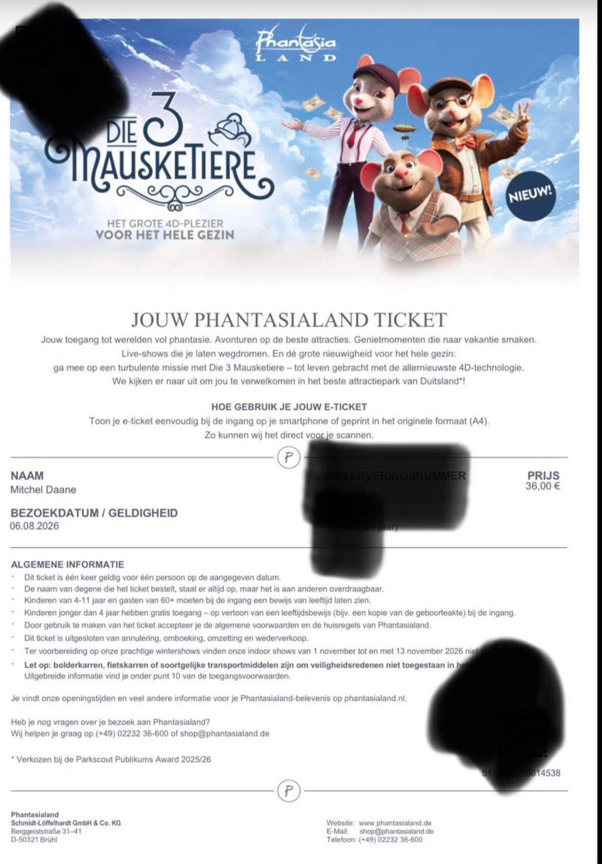 Phantasialand tickets, Tickets en Kaartjes, Twee personen, Ticket of Toegangskaart