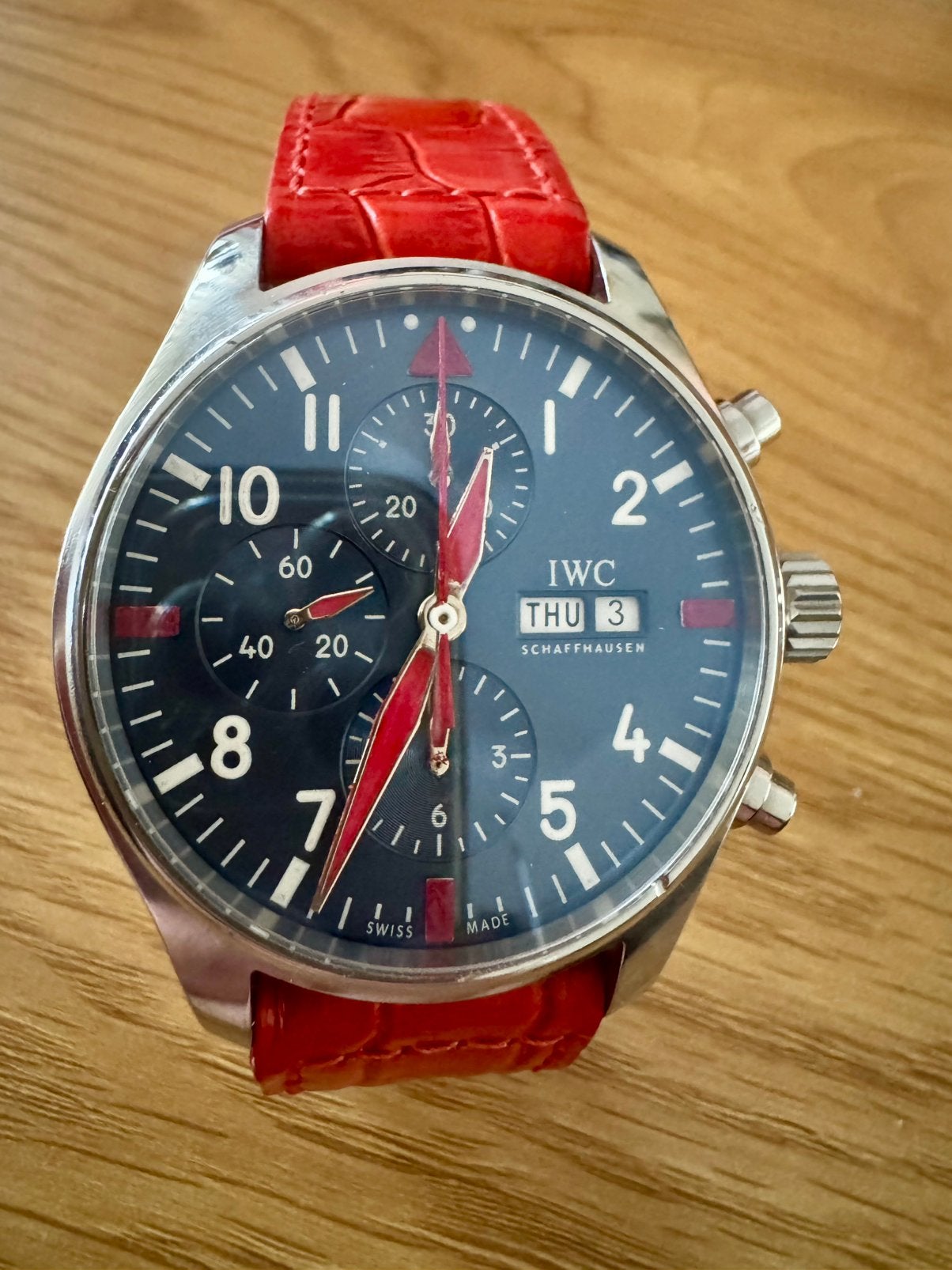 IWC Coral-Red chronograph 43mm 2025, Sieraden, Tassen en Uiterlijk, Horloges | Heren, Ophalen of Verzenden, Zo goed als nieuw