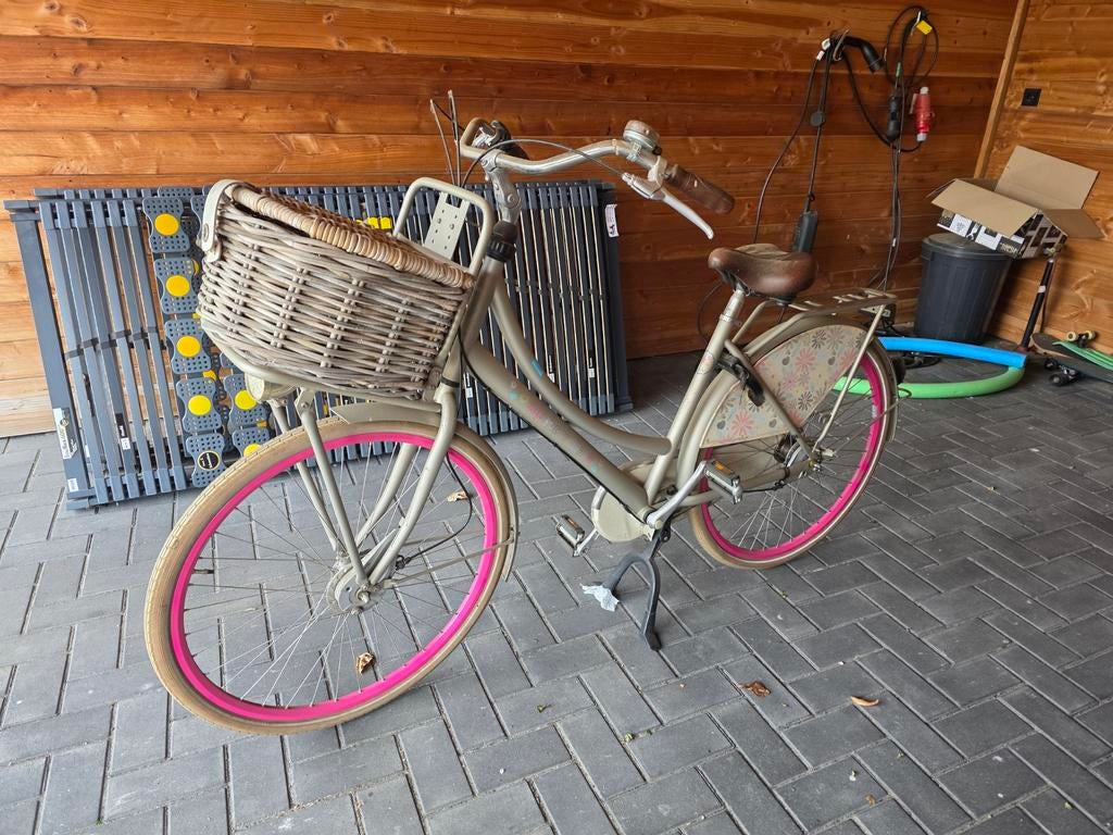 Lief! Mamafiets met mand en roze accenten, Fietsen en Brommers, Ophalen of Verzenden