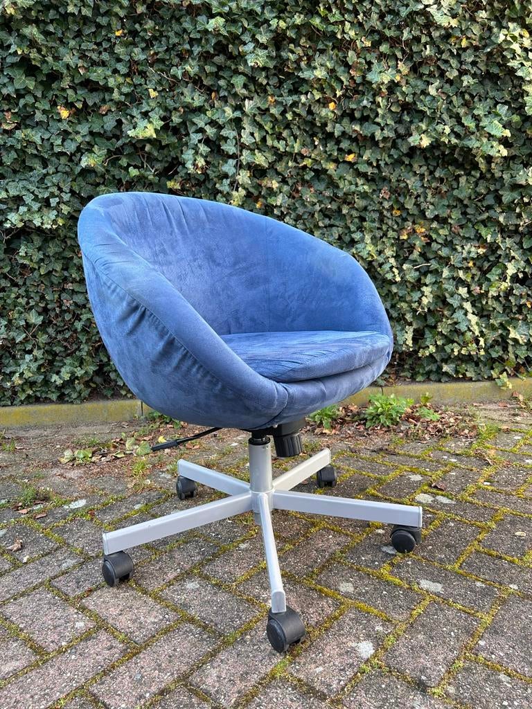 IKEA SKRUVSTA bureaustoel - Blauw velvet, Ophalen, Gebruikt, Blauw, Bureaustoel